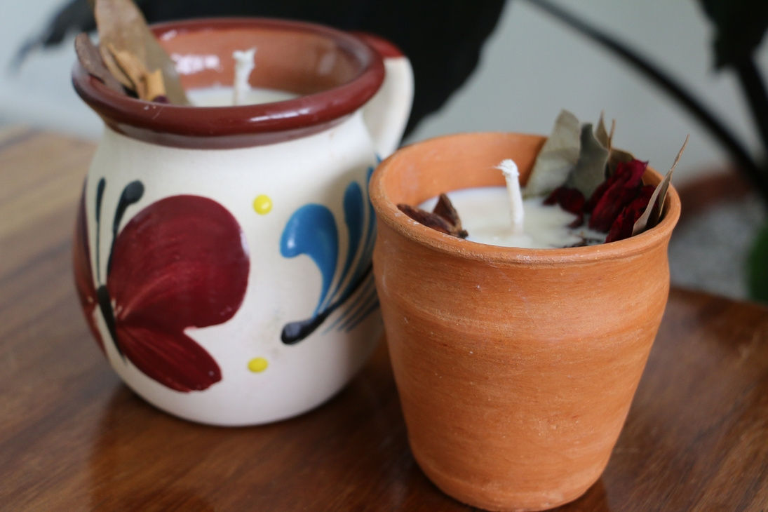 VELAS EN VASO DE CERÁMICA