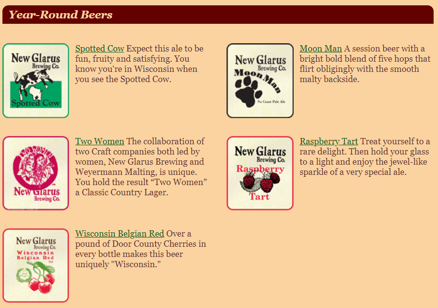 New Glarus Brewing Company Year Round Beers