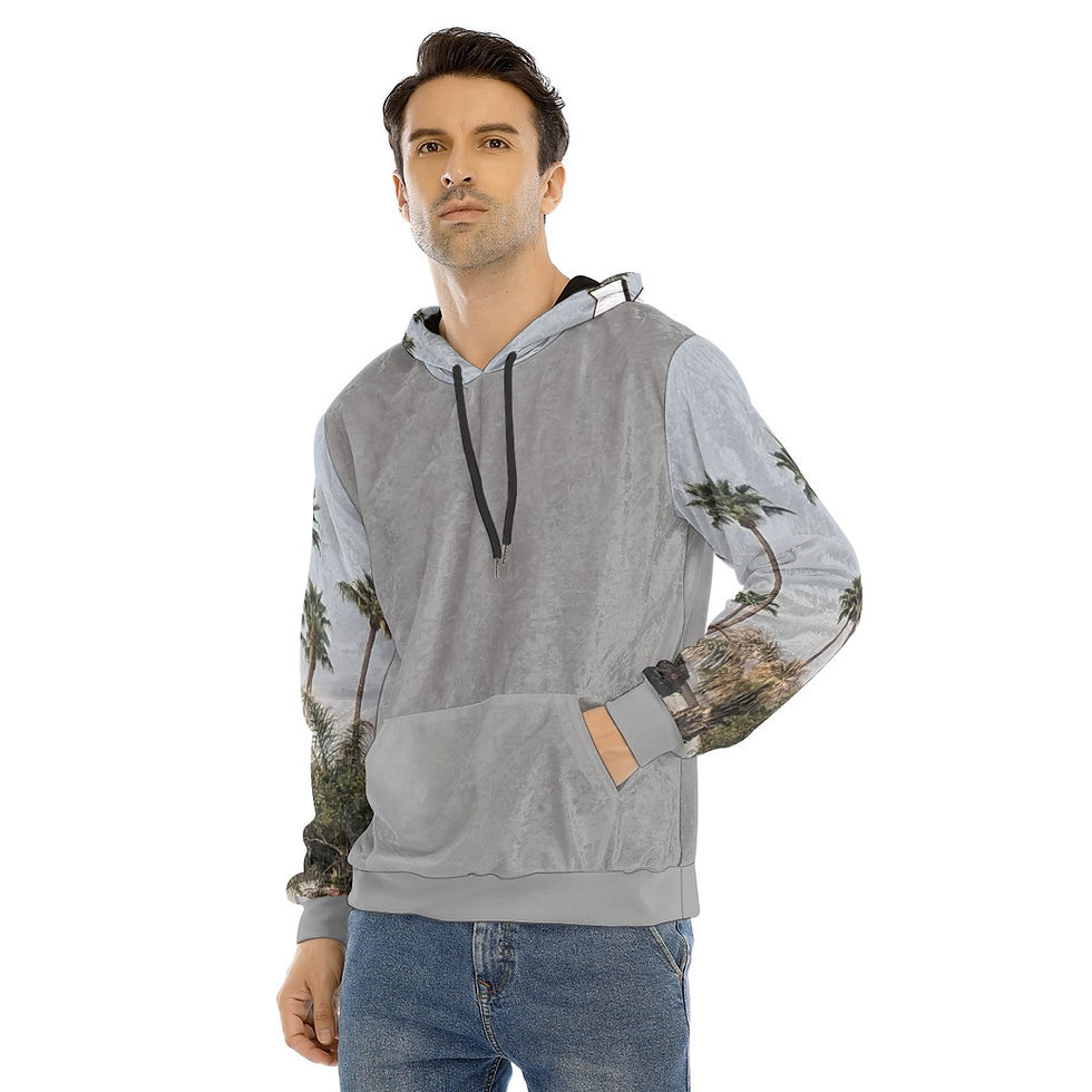Thumbnail: Velvet Grey and Palm Trees Men's Pullover Hoodie