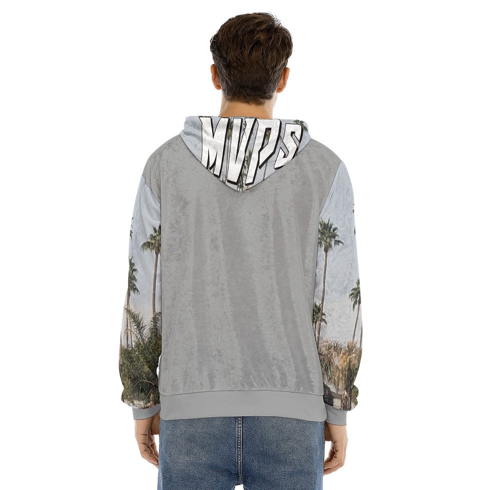 Thumbnail: Velvet Grey and Palm Trees Men's Pullover Hoodie