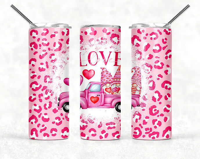 20oz Gnome Love Truck with Leopard Background