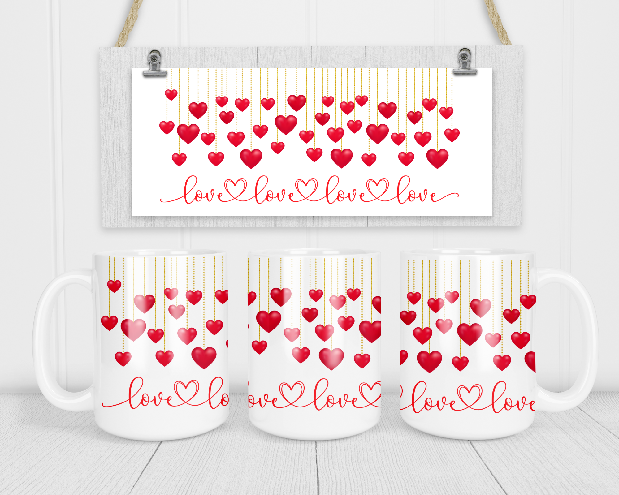 Love, Love, Love with hearts Coffee Mug