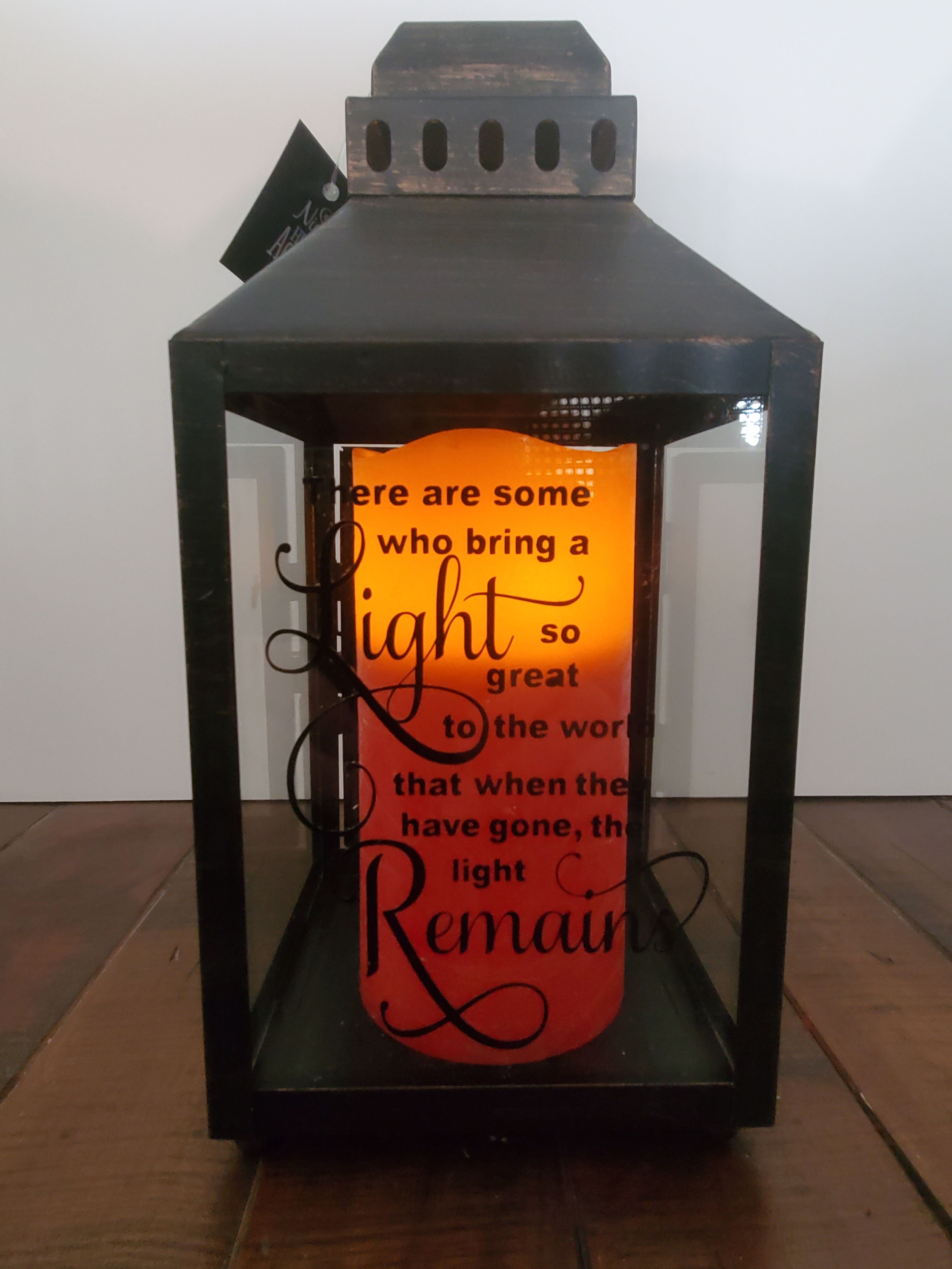 Memorial Lantern with battery operated candle