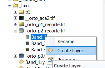 Crie os layers extras para cada banda do raster principal.