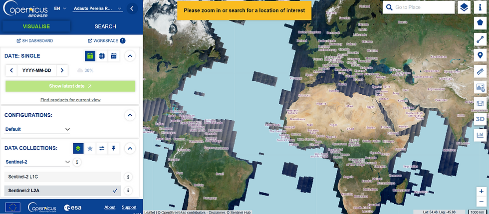 Copernicus Browser liberado para uso.