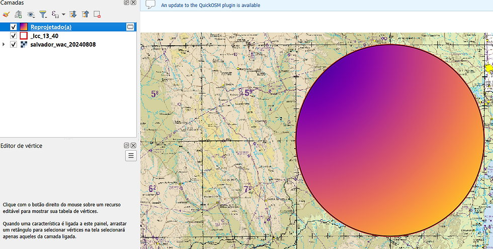 Resultado da Transformação (shapefile preenchido com gradiente de cores).