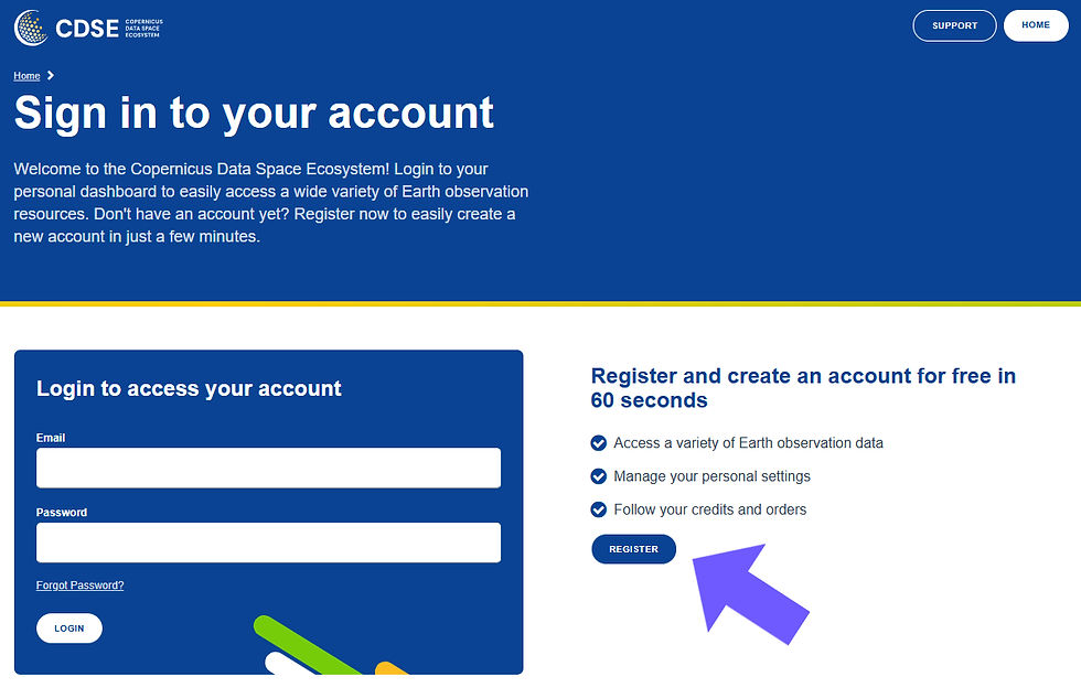 Tela de login e registro.