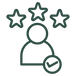 an icon with a person and stars indicating 8+ years of strategy and execution in digital marketing