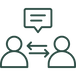 an icon of two people communicating directly, indicating direct communication between you and your marketing manager