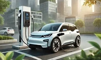 Carro elétrico conectado a carregador para Seguro Auto