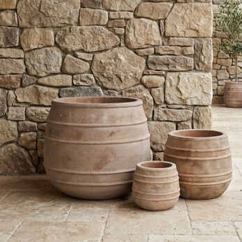 Antique terracotta pot cluster for mediterranean charm