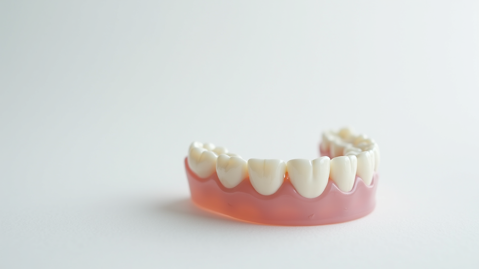 Close-up view of a dental prosthesis on a white background