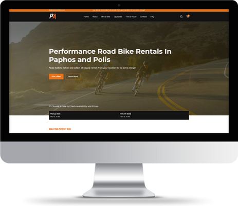 Computer screen showcasing Pedal Addicts Website, Built by Hartland Web Co