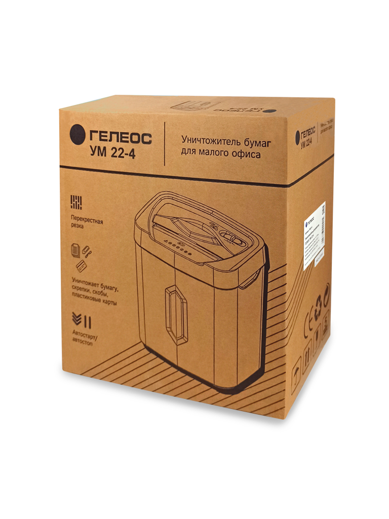 Миниатюра: Офисный уничтожитель документов ГЕЛЕОС УМ22-4