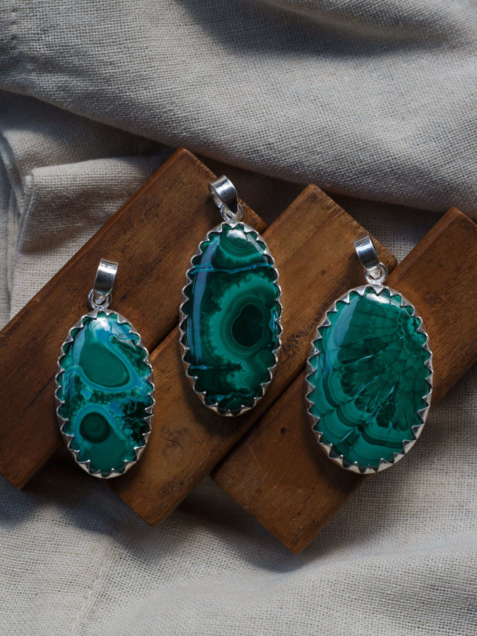 Malachite Silver Pendant