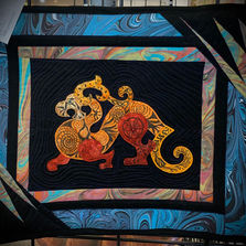 Fiber Art Wall Hanging-Quilt dragon using Zen Doodle technique by Phoenix Rising Creates, Oja Caliente, New Mexico