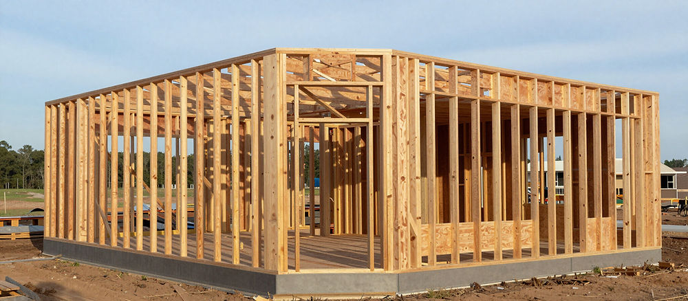 Wooden frame of a house under construction