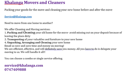Khalanga Movers and Cleaners
