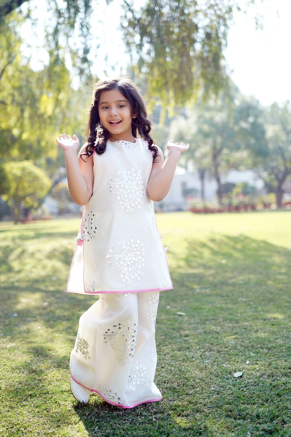 Thumbnail: Cream Chanderi Silk Kurta & Sharara