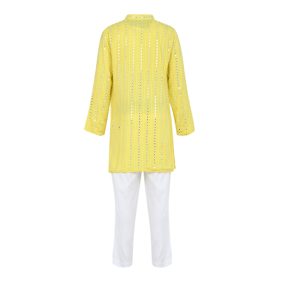 Thumbnail: Yellow Faux Mirror Kurta Pyjama
