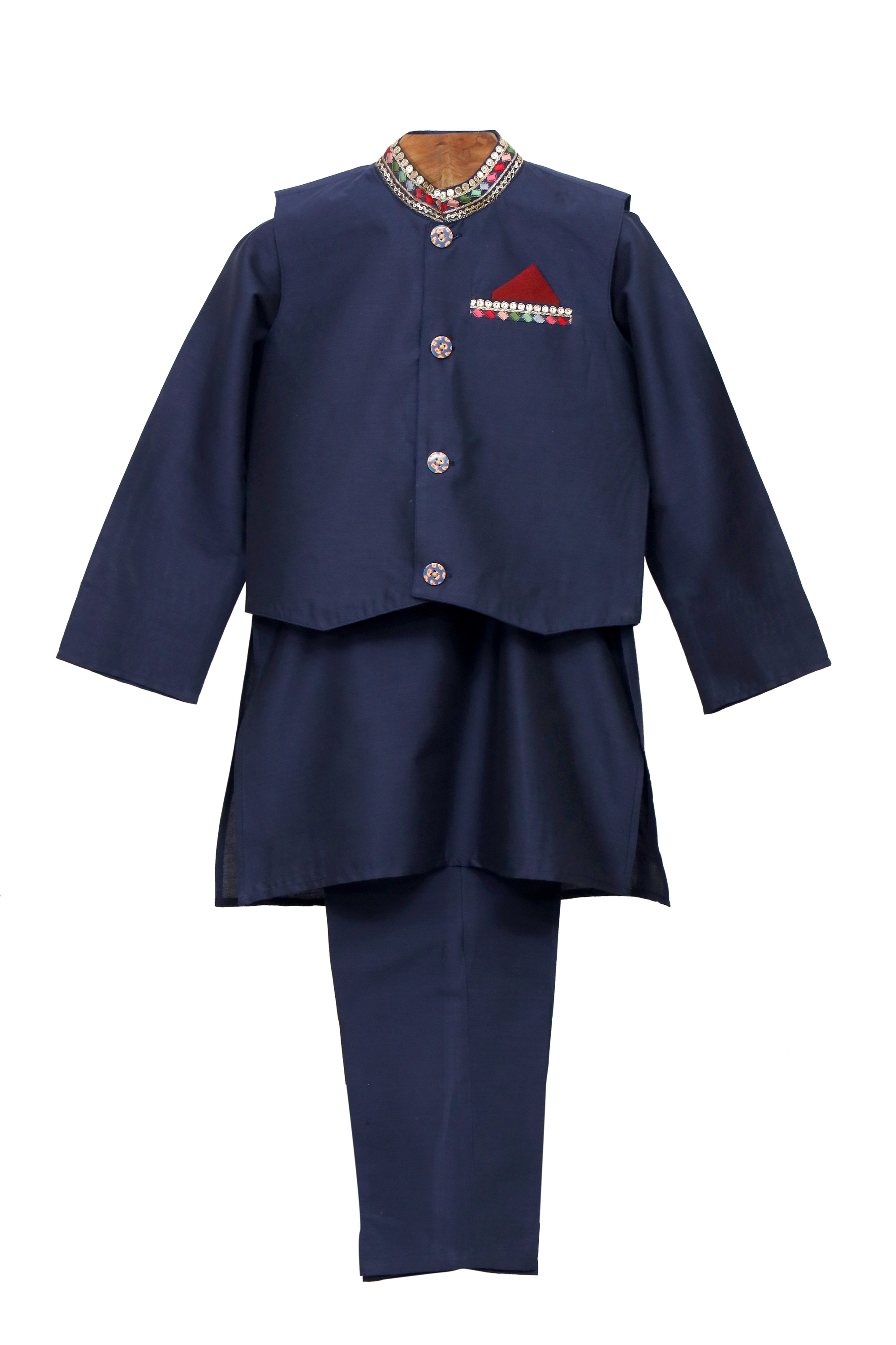Dark Blue Kurta Pyjama with jacket