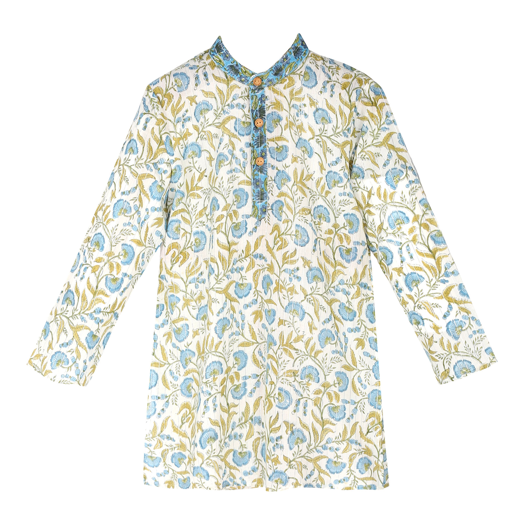 Blue and white floral kurta pyjama