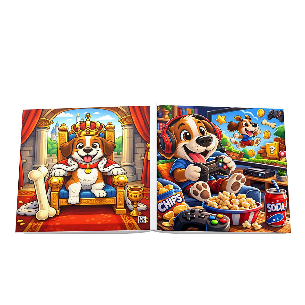Thumbnail: Gamer Puppy Illustration Hardcover Photo Book | Kids Video Game Dog