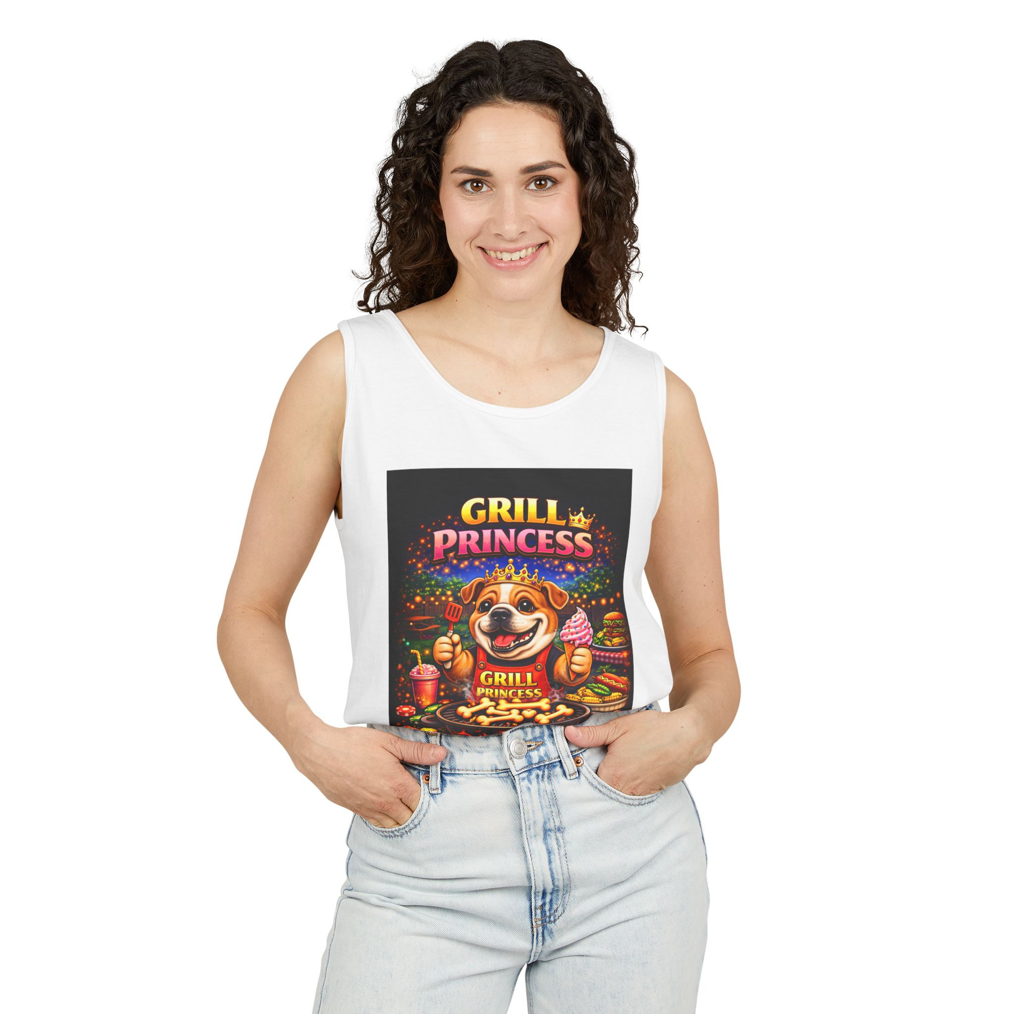 Grill Princess Tank Top — Funny BBQ BBQing Chef Dog Graphic