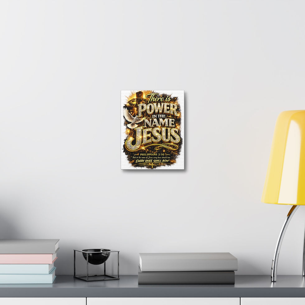 Thumbnail: There Is Power in the Name Jesus Stretched Canvas | Christian Wall Art,