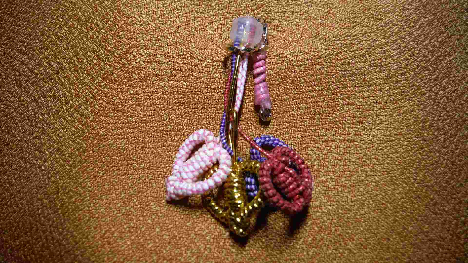 C-heart&cherry brooch a166