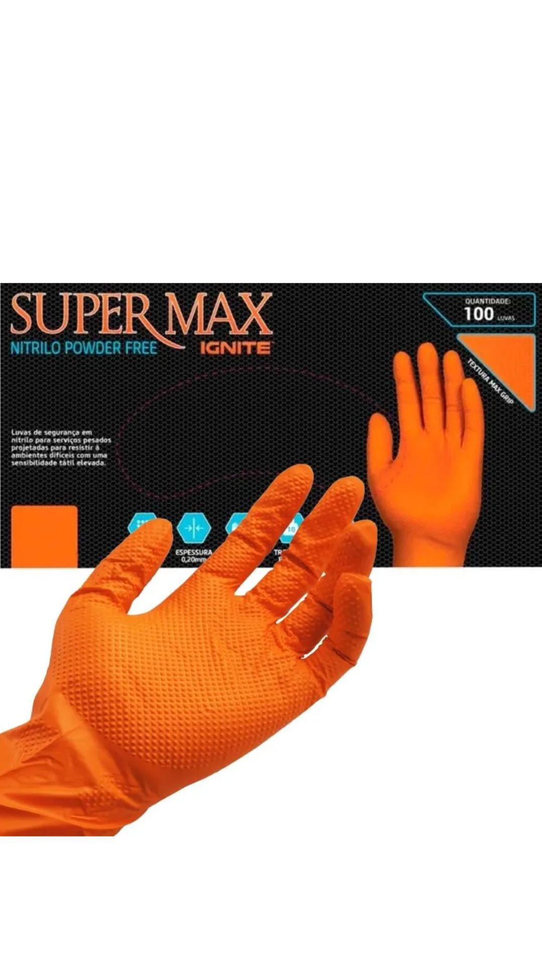 Luva Nitrilo Laranja | Supermax | CA 48.823