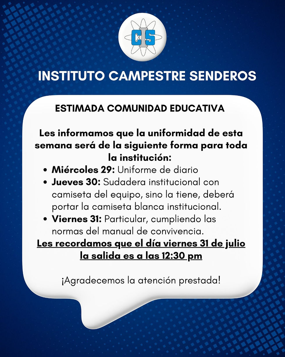 INFORMACIÓN PARA CIERRE DE SEMANA