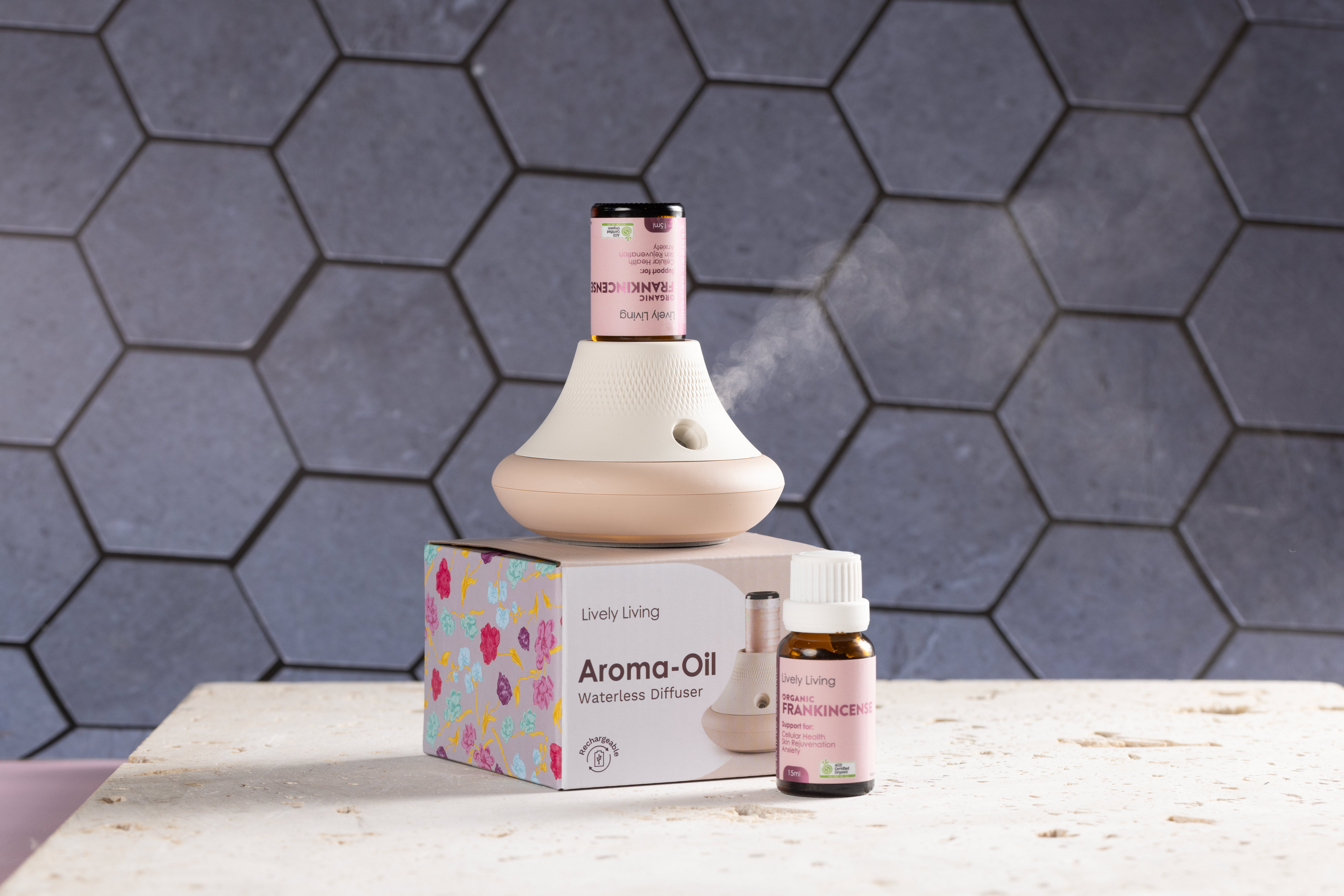 Lively Living Aroma-Oil Waterless Diffuser + Bonus Oil
