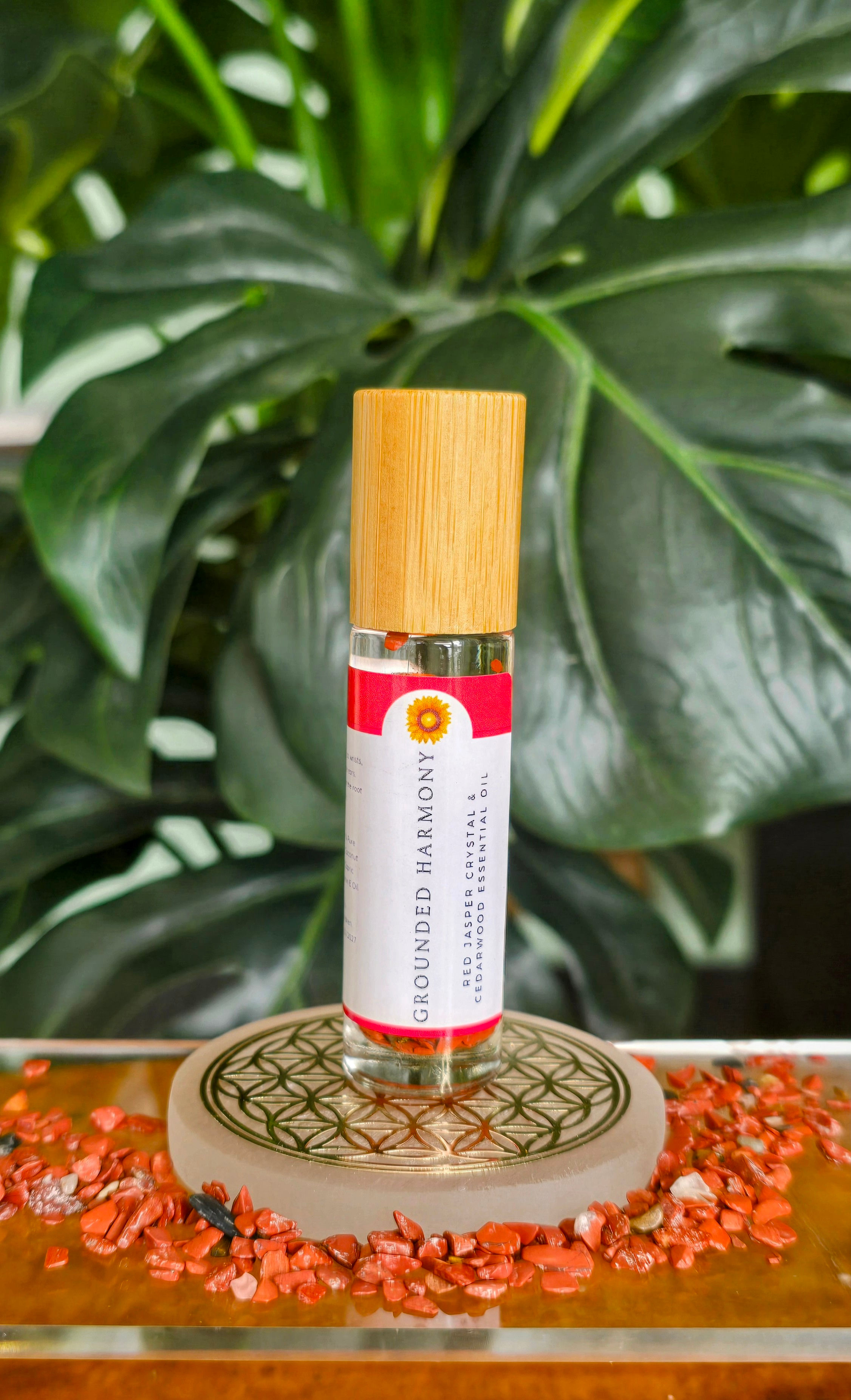 Grounded Harmony - Red Jasper Crystal | Cedarwood Essential Oil Roller