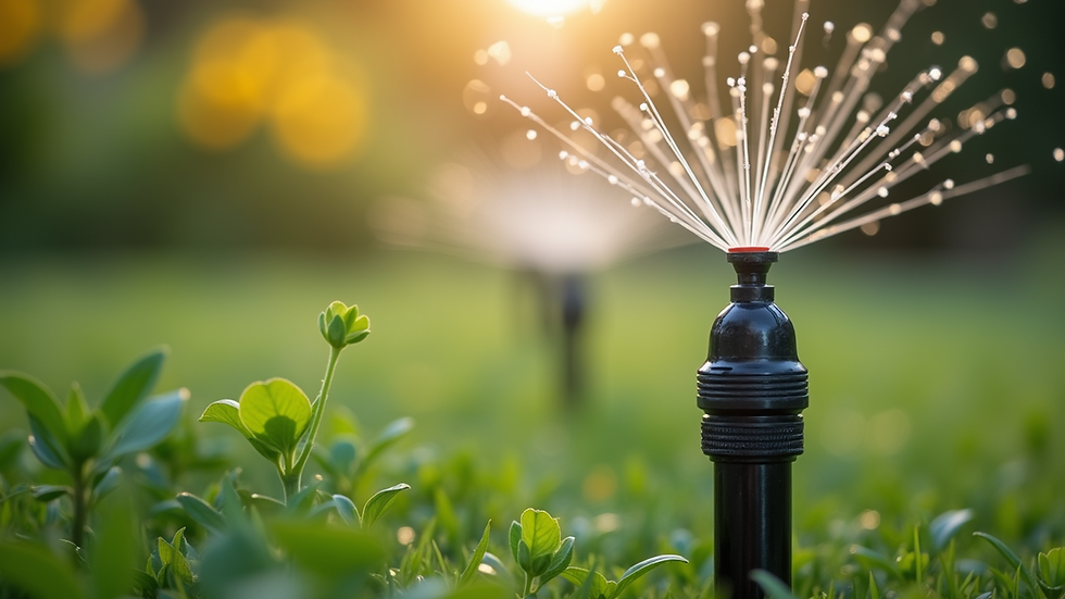 Close-up view of a drip irrigation system in a garden