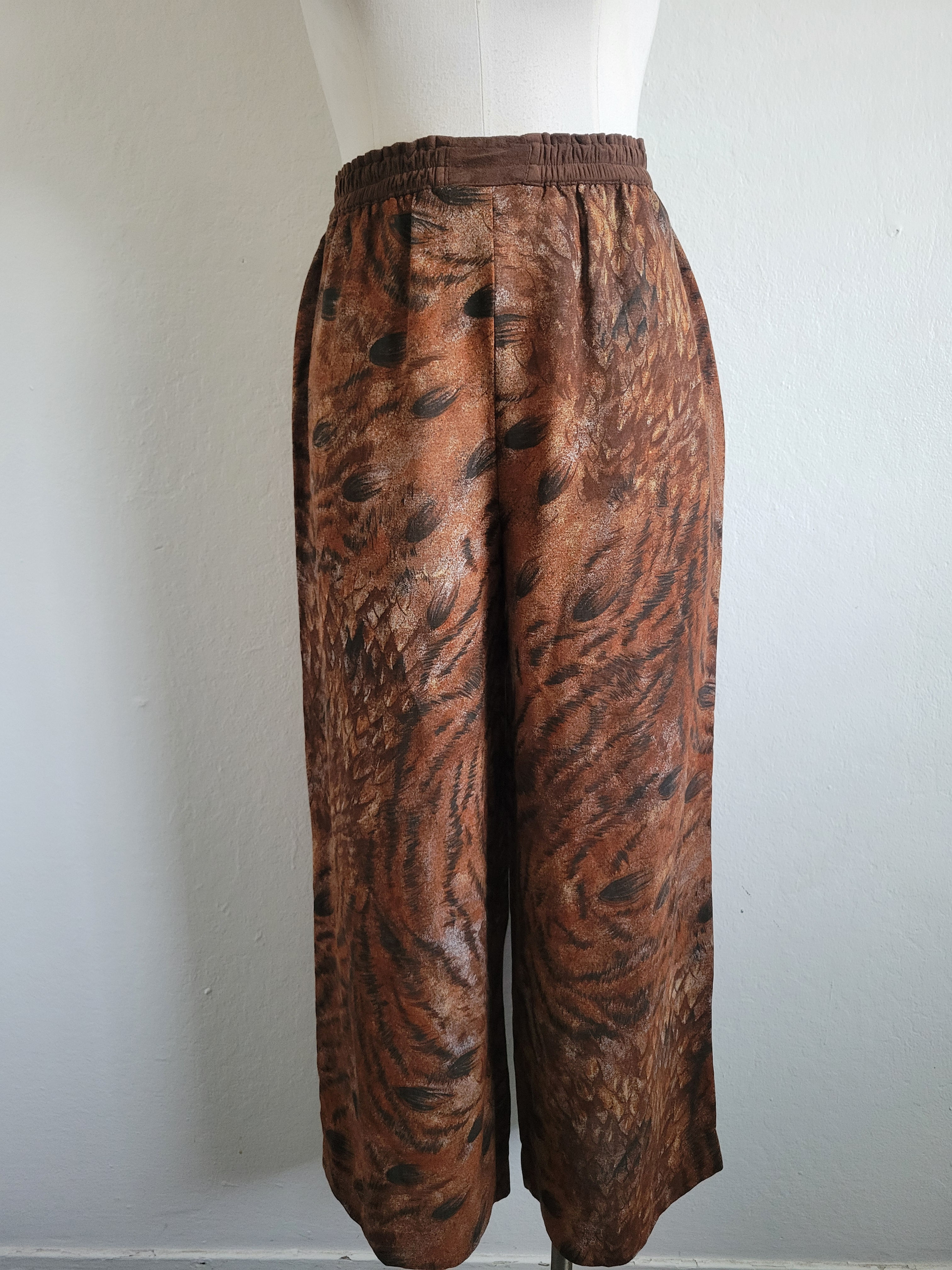 Vintage 90s Dorothy Schoelen Earthy Abstract Flowy Pants M