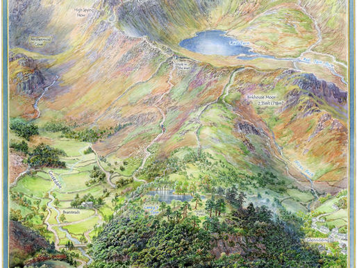 Part Two of Graham Twyford's Overview Paintings - Helvellyn- Ascent from Patterdale and Glenridding via Striding Edge