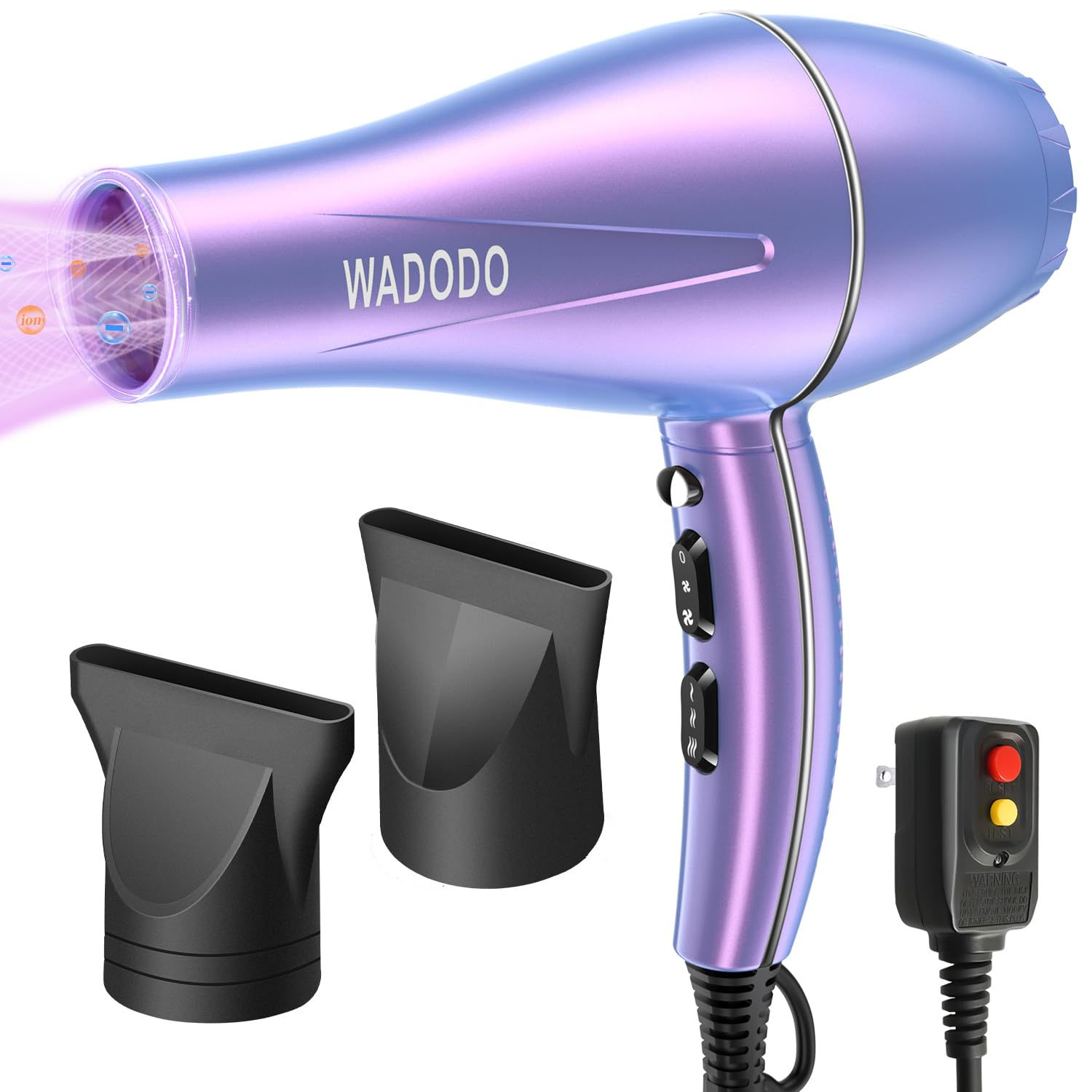 WADODO Ionic Hair Dryer 2200W Professional Blow Dryer Fast Drying Travel Hair Dr