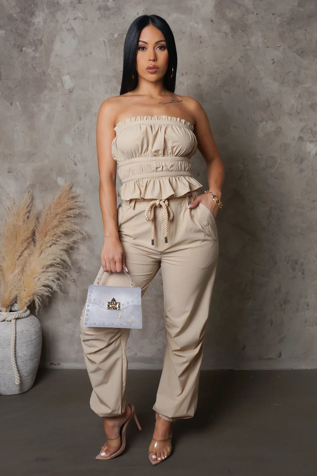 Jazzy Pant Set Kaki