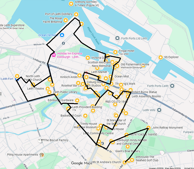 Old Leith. attractions walking tour map