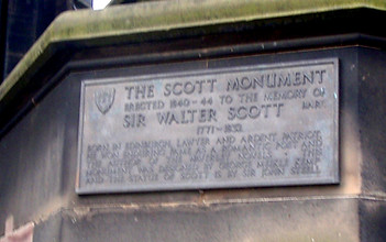 Plaque on Scott Monument in Princes Street Edinburgh