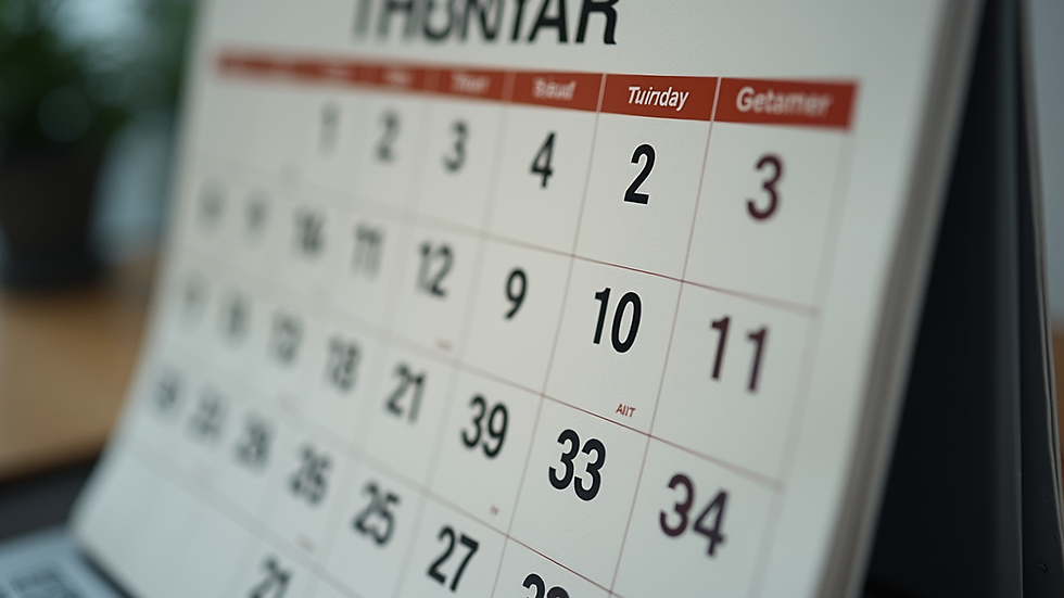 High angle view of a fitness calendar with workout days marked