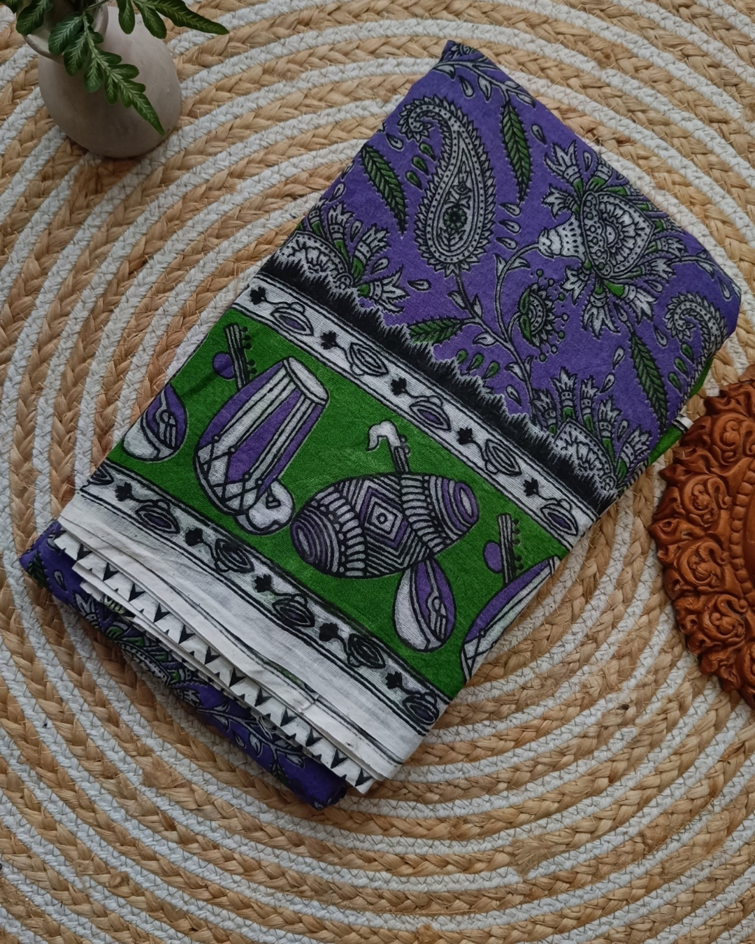 Kalamkari Printed Practice Saree | Sapphire Leaf