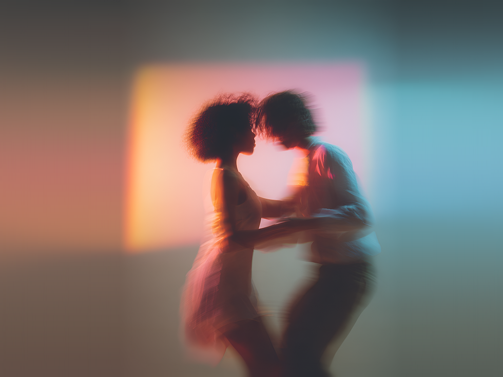 Couple dancing intensely and intimately to depict new relationship energy