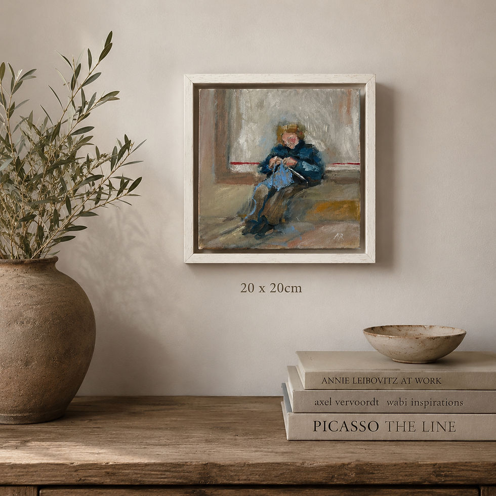 Thumbnail: The Knitting Lady-Chianni Figurative Oil Painting