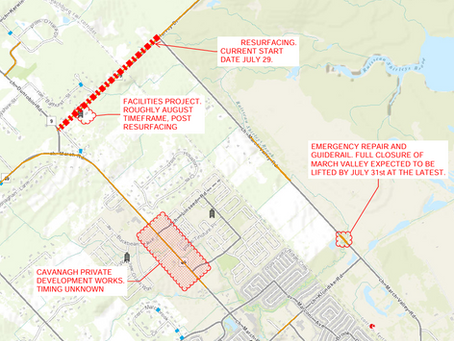 Update on Traffic Disruptions on March, March Valley, and Cameron Harvey