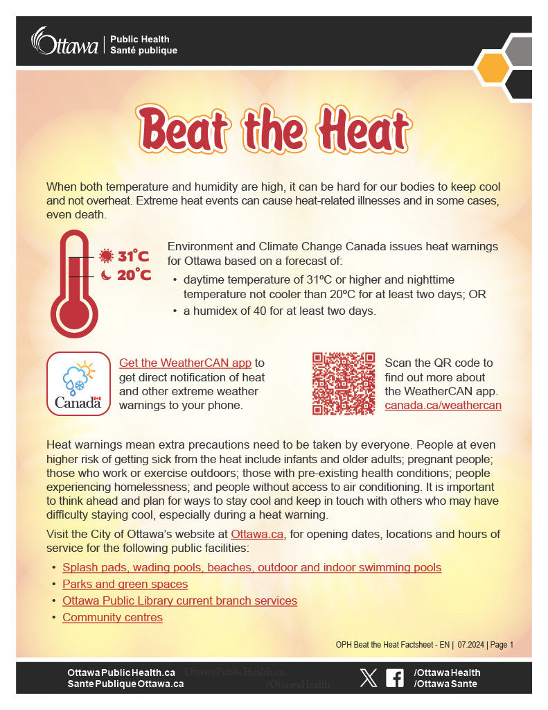 Heat Warning Issued for City of Ottawa July 13-15