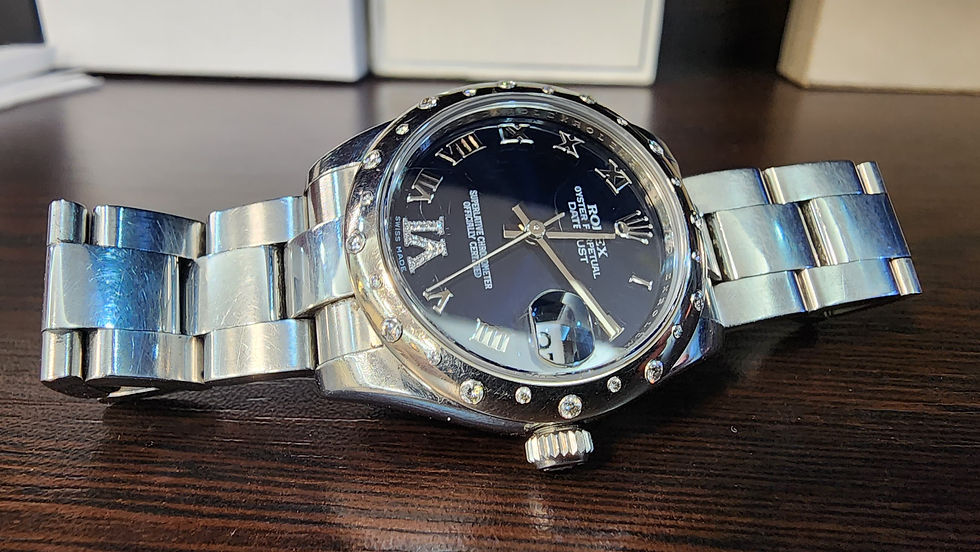 Thumbnail: Rolex Datejust 31 Watch 178344 Automatic Blue Dial Factory Diamonds