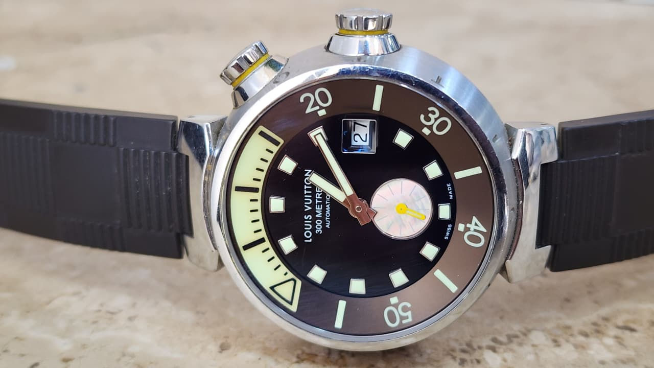 Louis Vuitton Watch Tambour Diver 44mm Steel Automatic Brown Dial