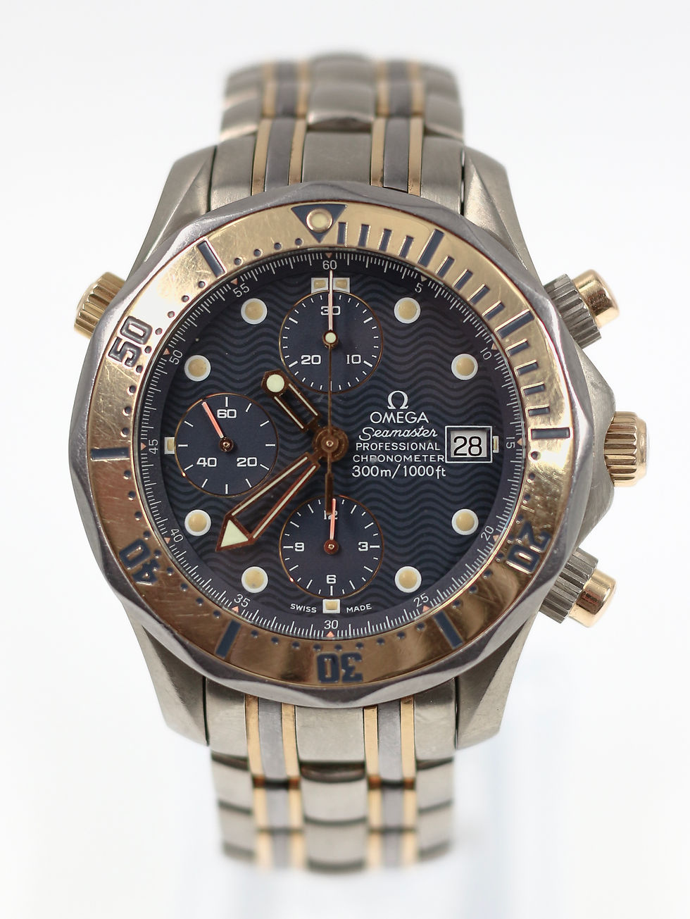 Omega Seamaster Watch 2296.80 Automatic 40mm Titanium Rose Gold Blue Dial